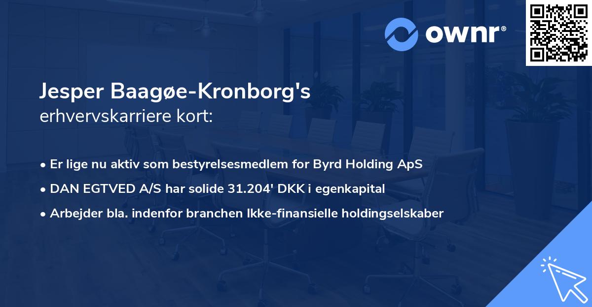 Jesper Baagøe-Kronborg's erhvervskarriere kort