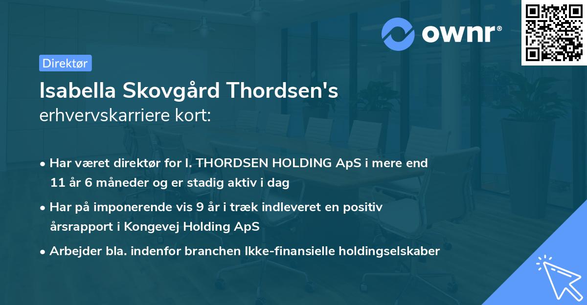 Isabella Skovgård Thordsen's erhvervskarriere kort