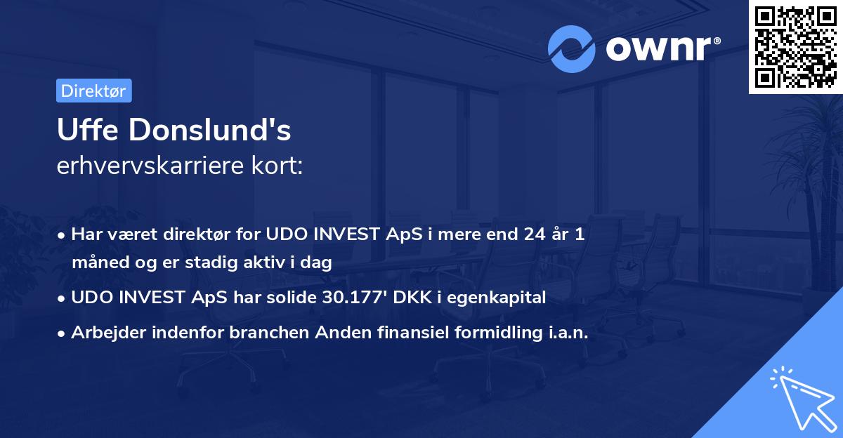 Uffe Donslund's erhvervskarriere kort