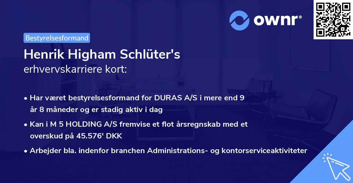 Henrik Higham Schlüter's erhvervskarriere kort