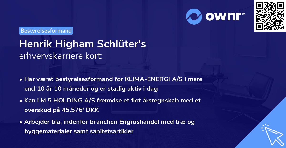 Henrik Higham Schlüter's erhvervskarriere kort