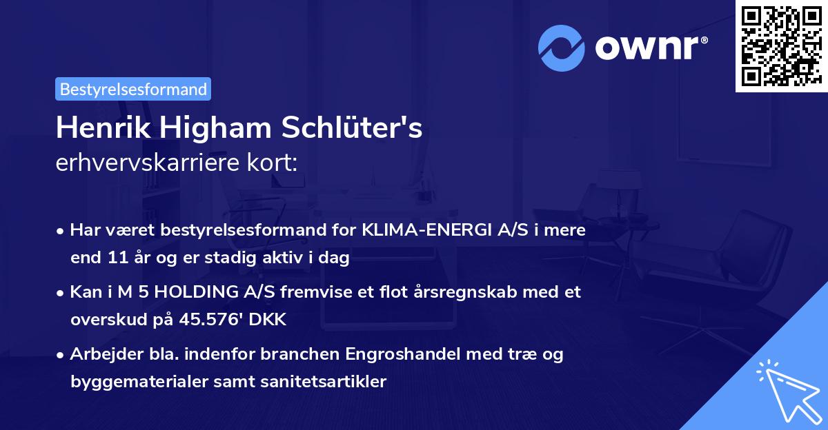 Henrik Higham Schlüter's erhvervskarriere kort