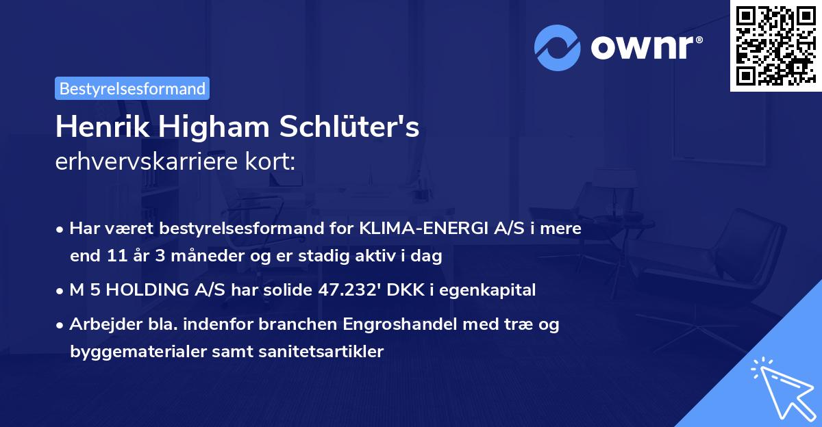Henrik Higham Schlüter's erhvervskarriere kort