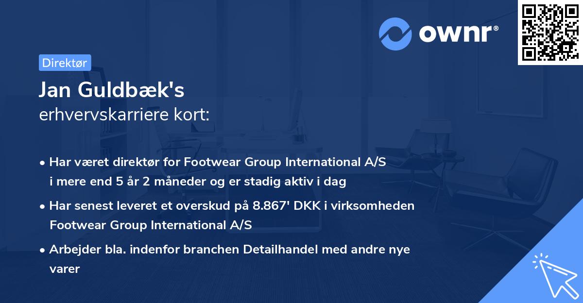 Jan Guldbæk's erhvervskarriere kort