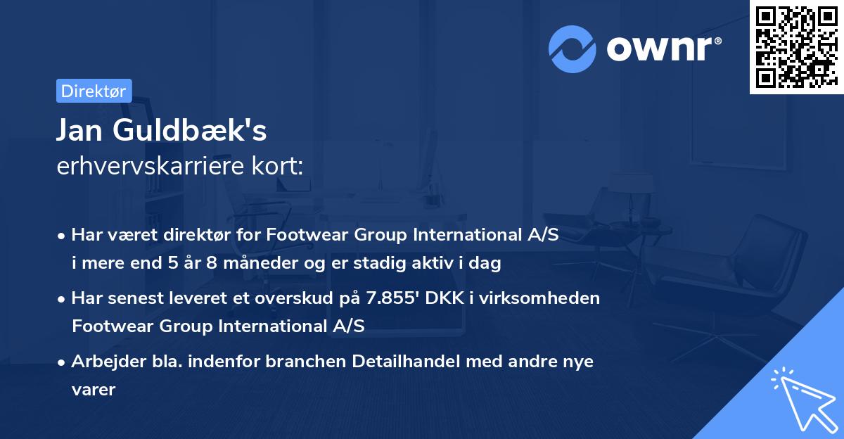 Jan Guldbæk's erhvervskarriere kort