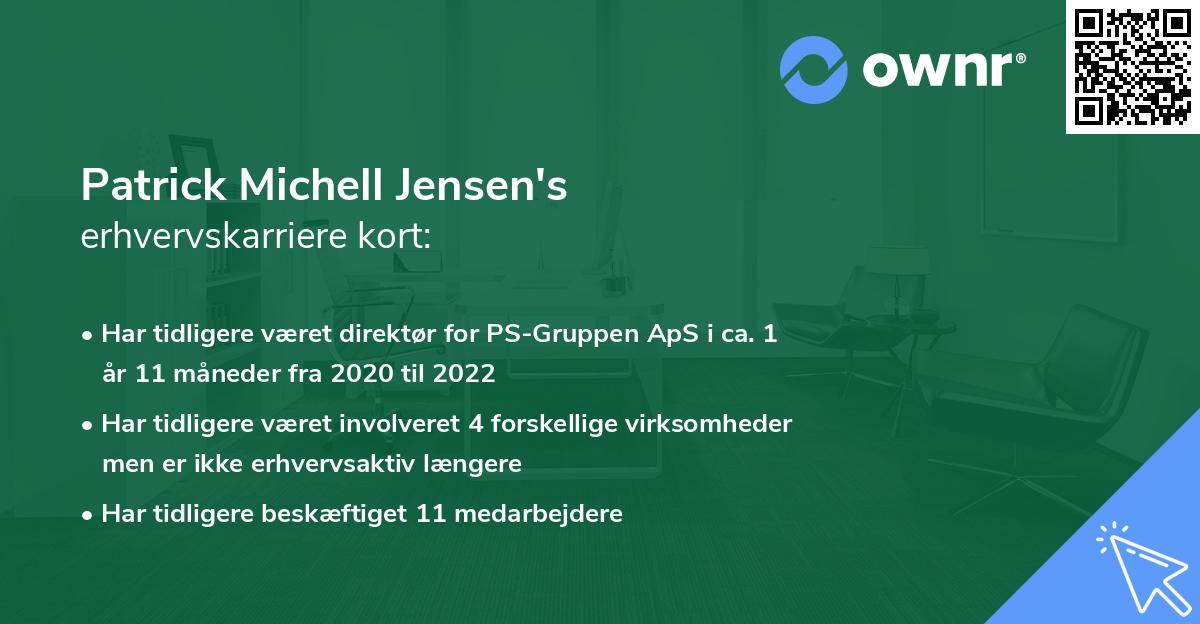 Patrick Michell Jensen's erhvervskarriere kort