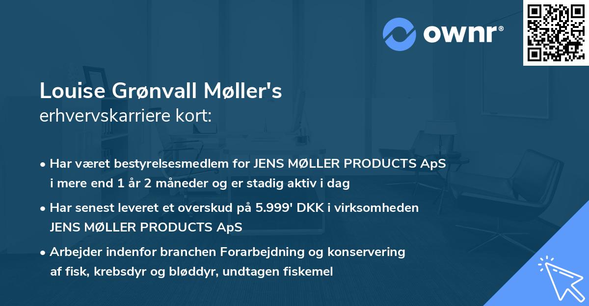 Louise Grønvall Møller's erhvervskarriere kort