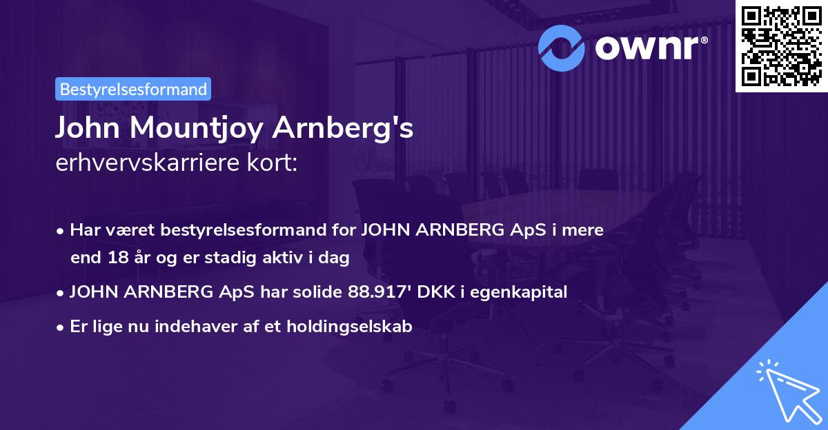 John Mountjoy Arnberg's erhvervskarriere kort