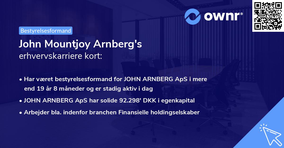 John Mountjoy Arnberg's erhvervskarriere kort