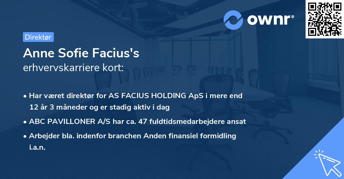 Anne Sofie Facius's erhvervskarriere kort