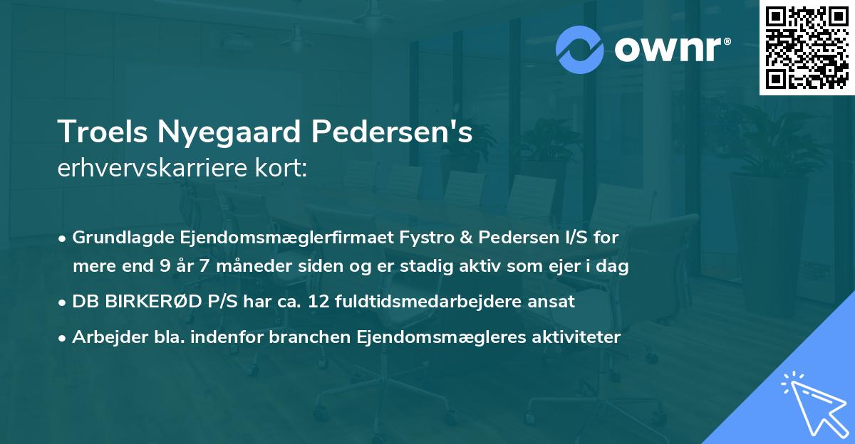 Troels Nyegaard Pedersen's erhvervskarriere kort
