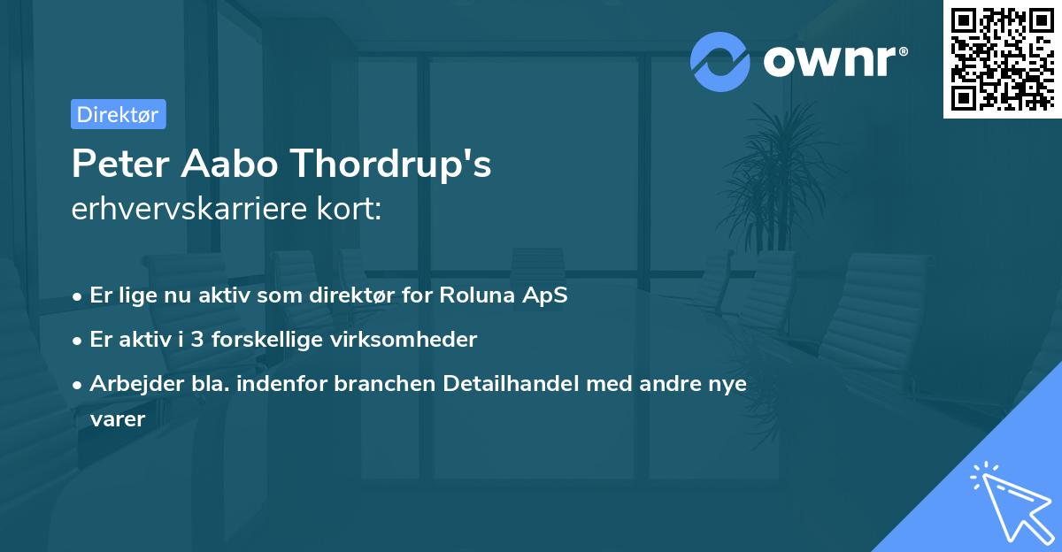 Peter Aabo Thordrup's erhvervskarriere kort
