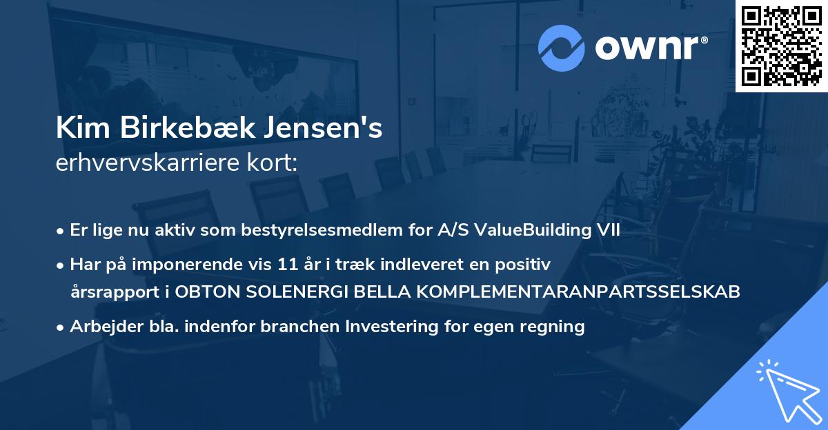 Kim Birkebæk Jensen's erhvervskarriere kort