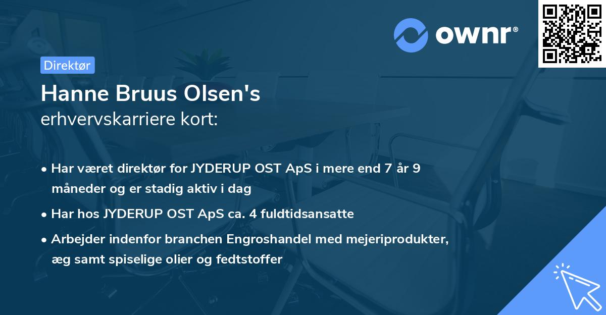 Hanne Bruus Olsen's erhvervskarriere kort
