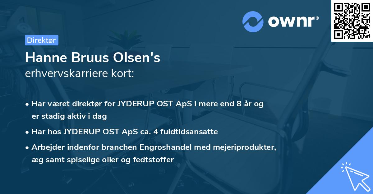 Hanne Bruus Olsen's erhvervskarriere kort