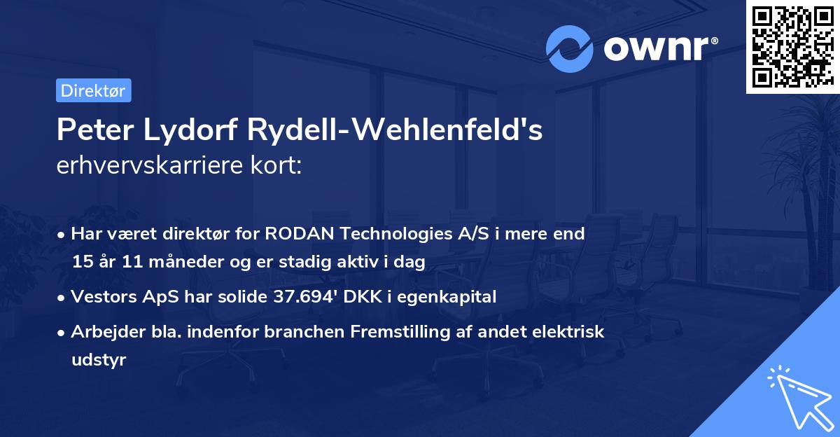 Peter Lydorf Rydell-Wehlenfeld's erhvervskarriere kort