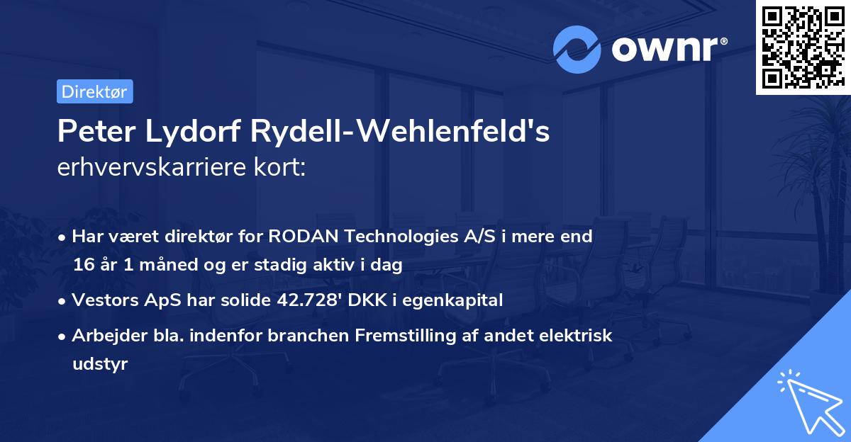 Peter Lydorf Rydell-Wehlenfeld's erhvervskarriere kort