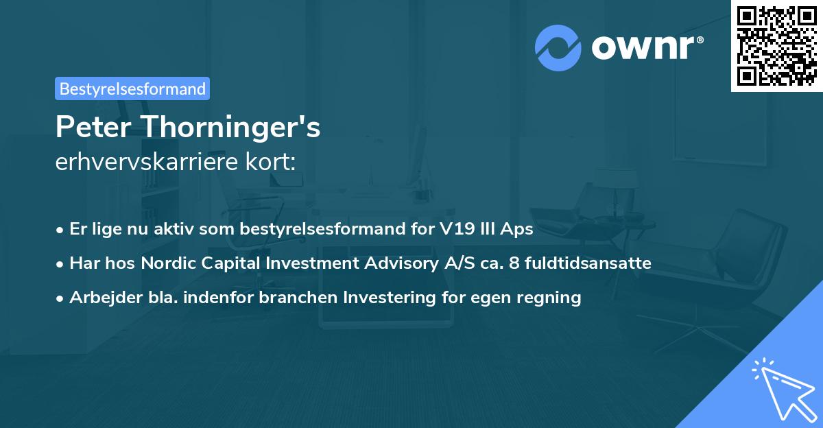 Peter Thorninger's erhvervskarriere kort