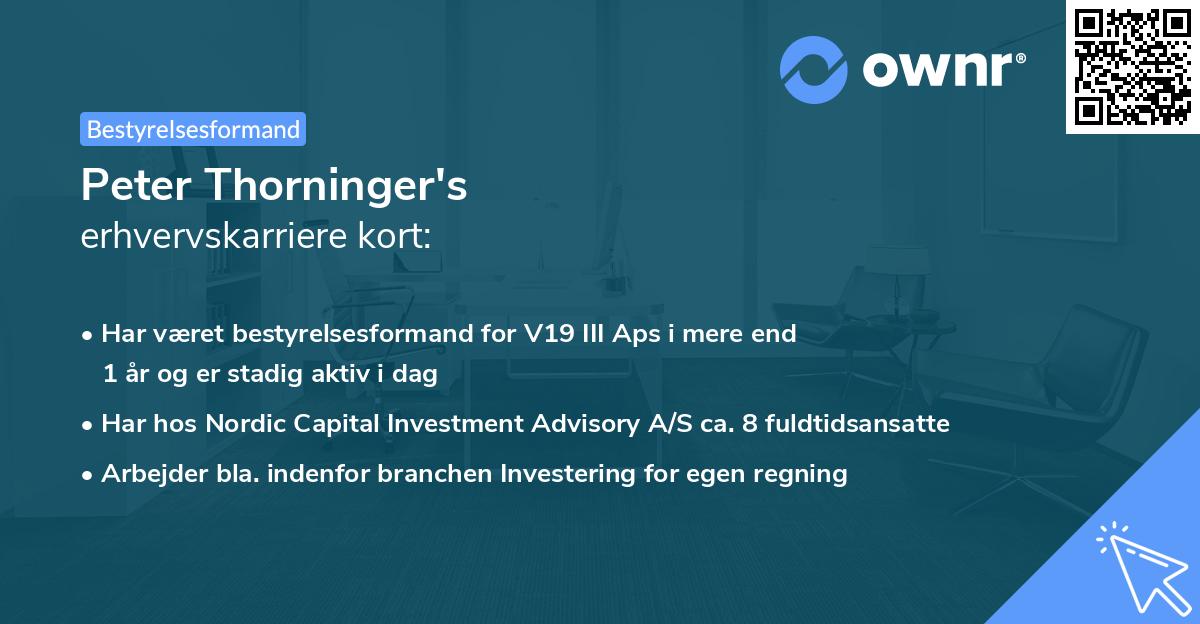Peter Thorninger's erhvervskarriere kort