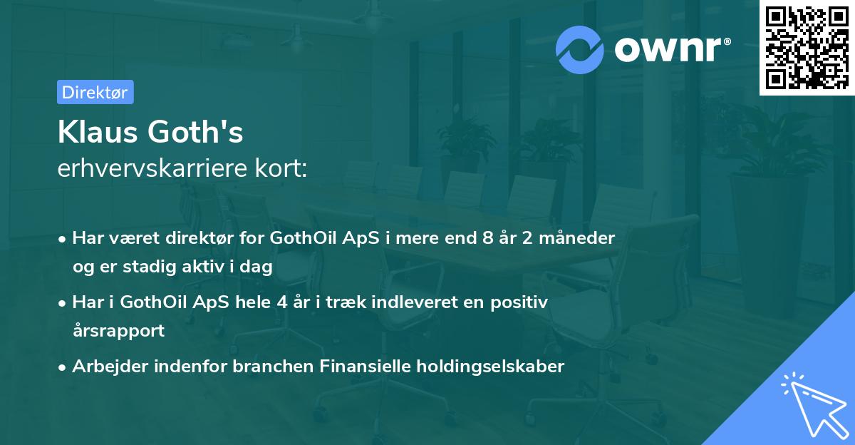 Klaus Goth's erhvervskarriere kort