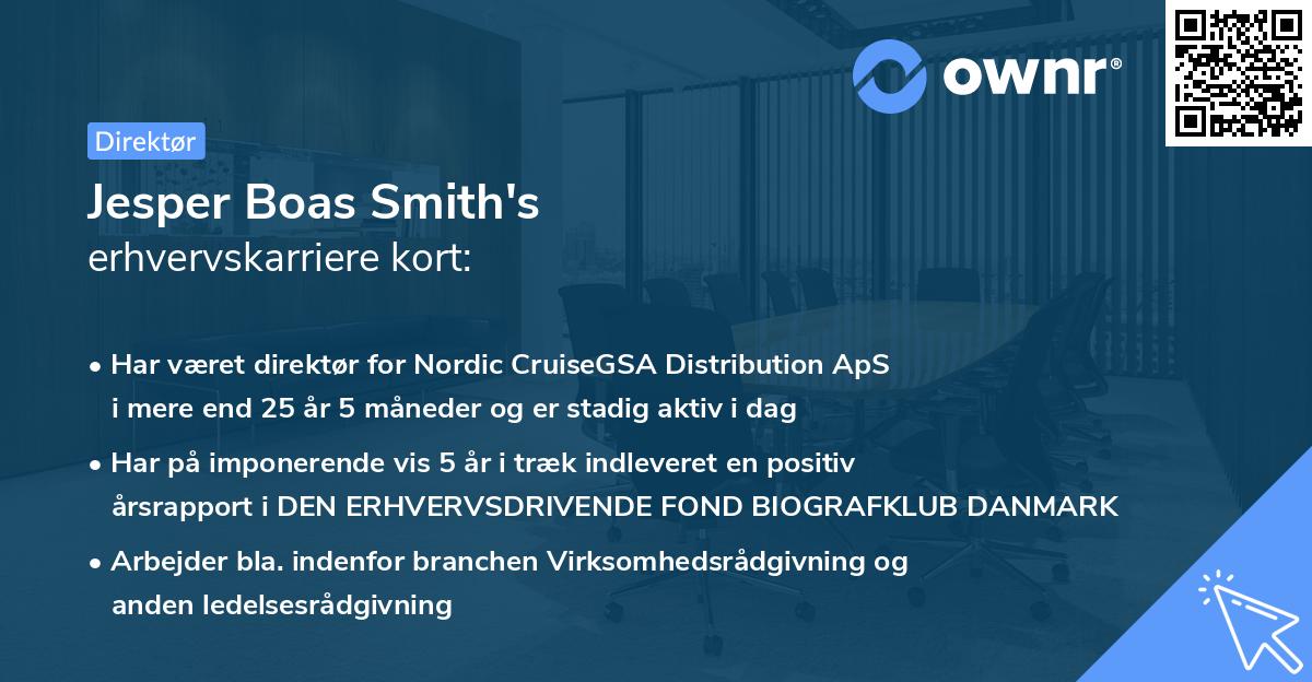 Jesper Boas Smith's erhvervskarriere kort