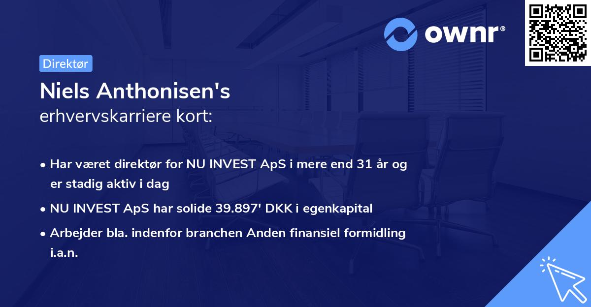 Niels Anthonisen's erhvervskarriere kort
