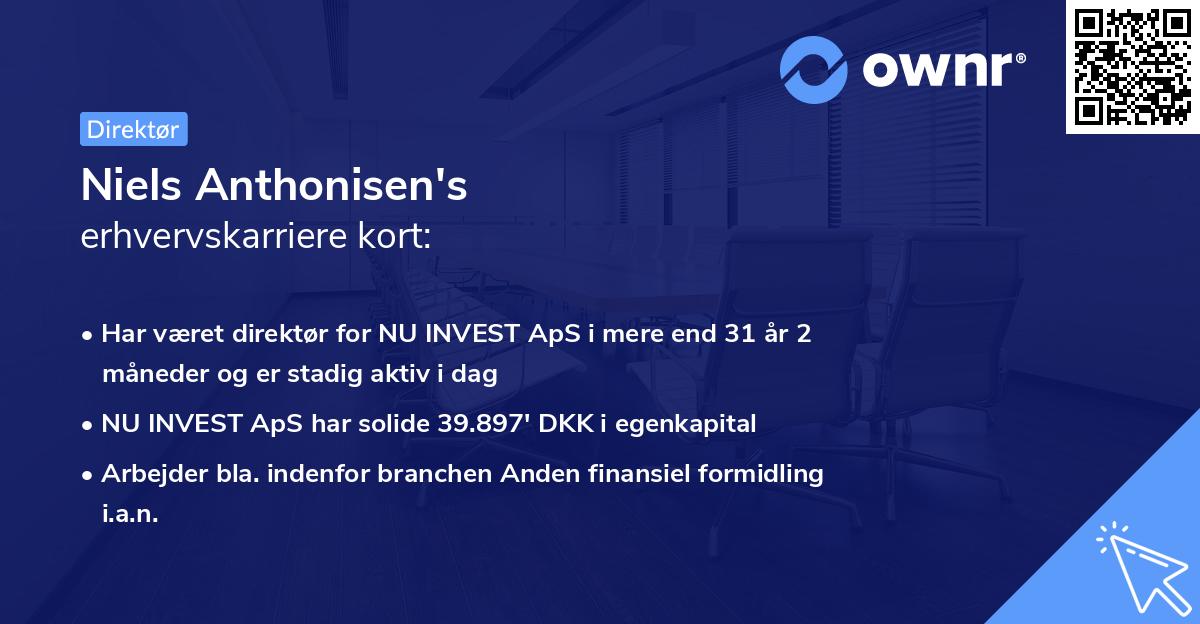 Niels Anthonisen's erhvervskarriere kort