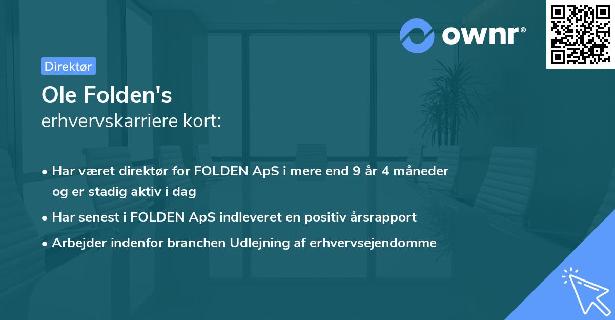 Ole Folden's erhvervskarriere kort