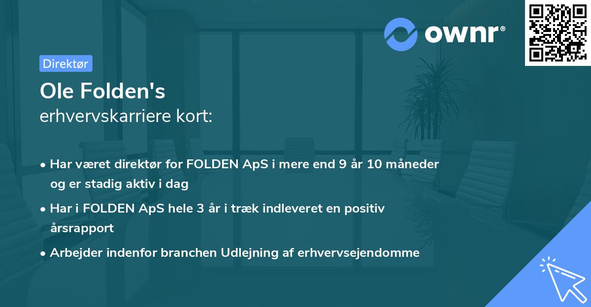 Ole Folden's erhvervskarriere kort