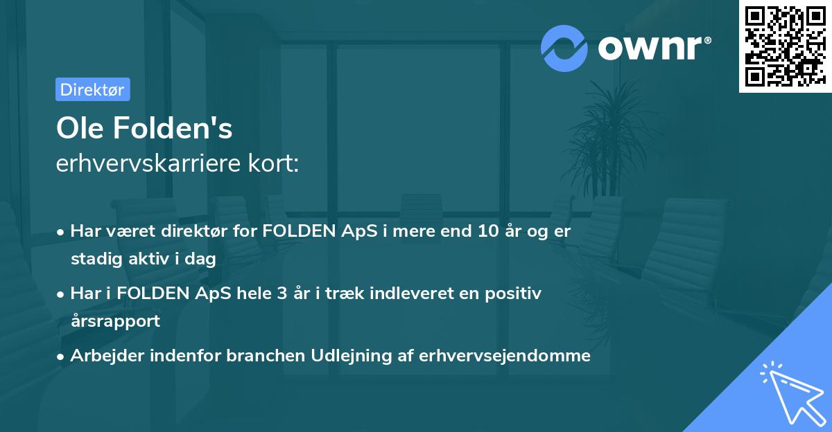 Ole Folden's erhvervskarriere kort
