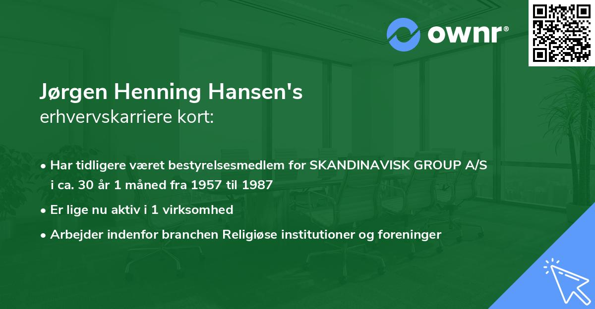 Jørgen Henning Hansen's erhvervskarriere kort
