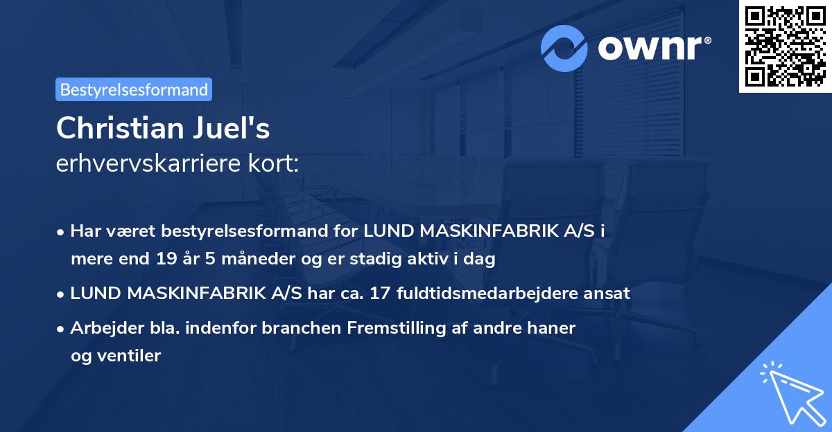 Christian Juel's erhvervskarriere kort