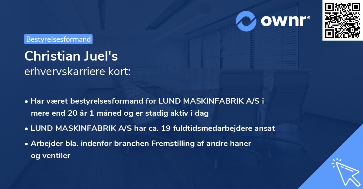 Christian Juel's erhvervskarriere kort