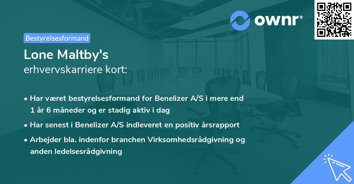 Lone Maltby's erhvervskarriere kort