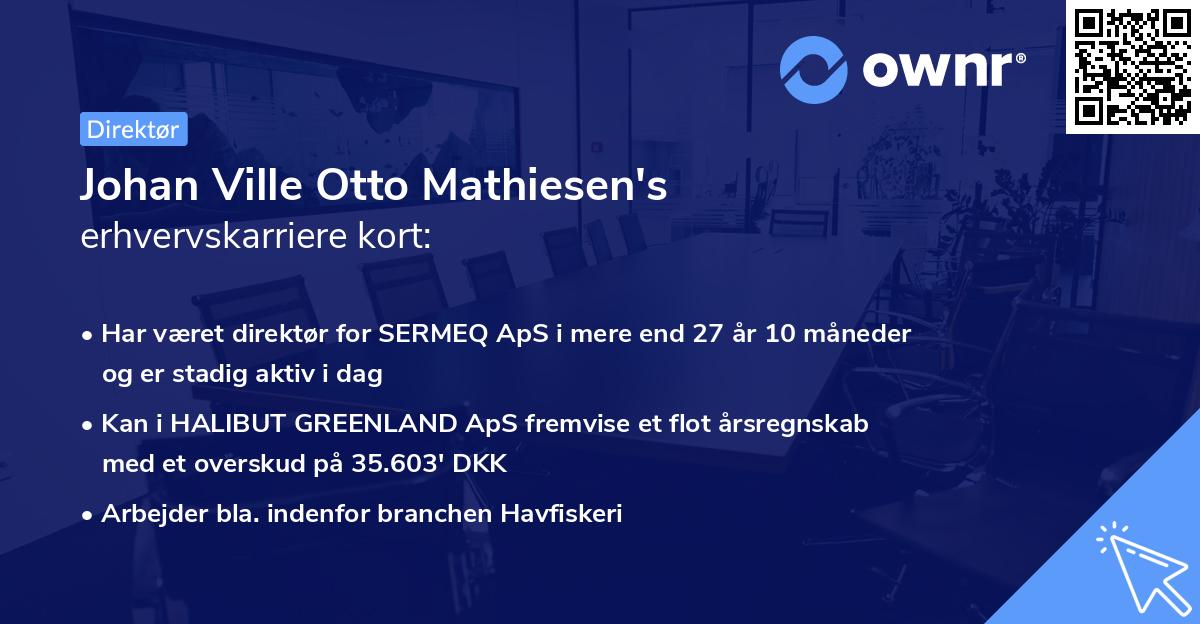 Johan Ville Otto Mathiesen's erhvervskarriere kort