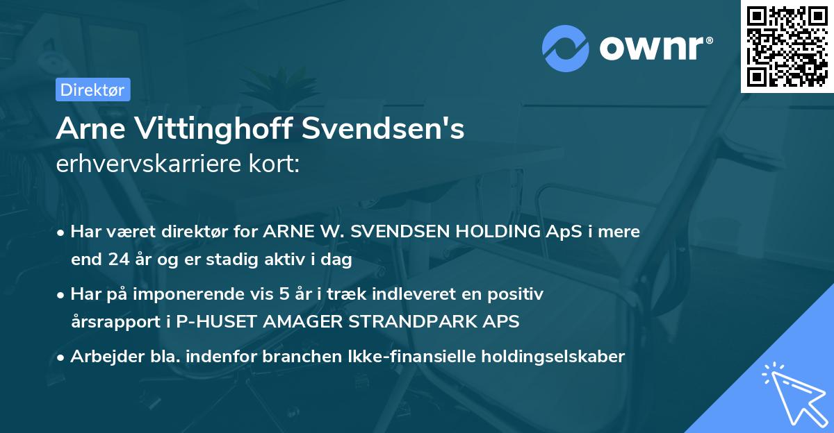 Arne Vittinghoff Svendsen's erhvervskarriere kort