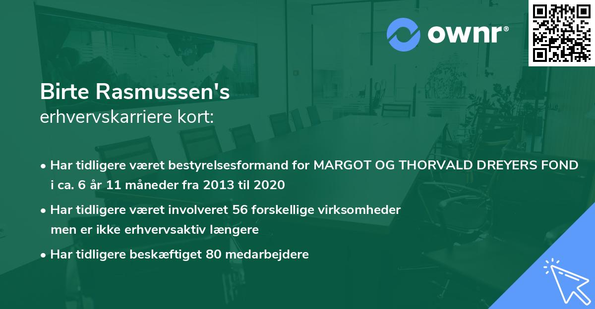 Birte Rasmussen's erhvervskarriere kort