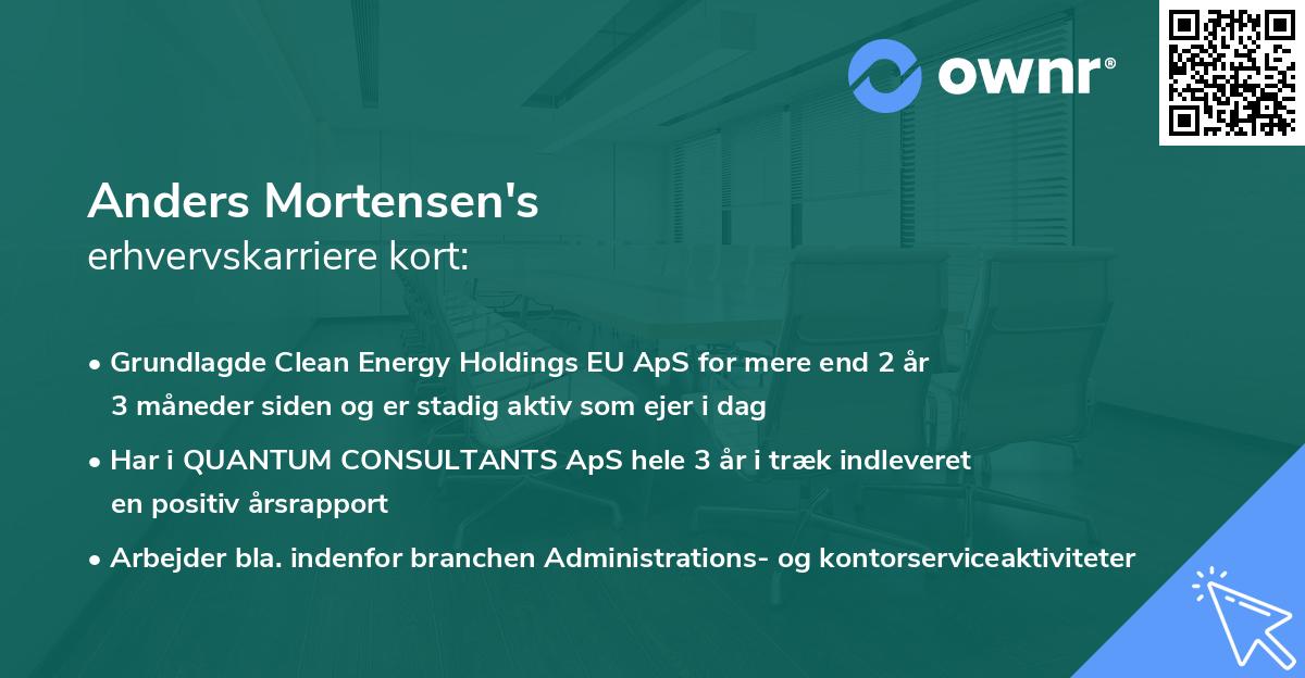 Anders Mortensen's erhvervskarriere kort