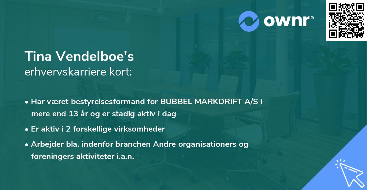 Tina Vendelboe's erhvervskarriere kort