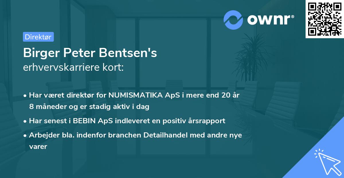 Birger Peter Bentsen's erhvervskarriere kort