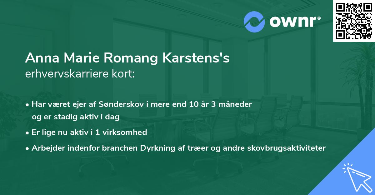 Anna Marie Romang Karstens's erhvervskarriere kort