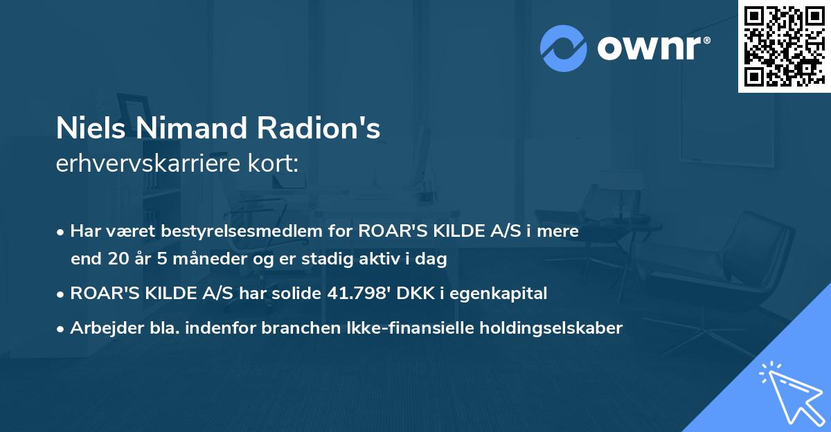 Niels Nimand Radion's erhvervskarriere kort