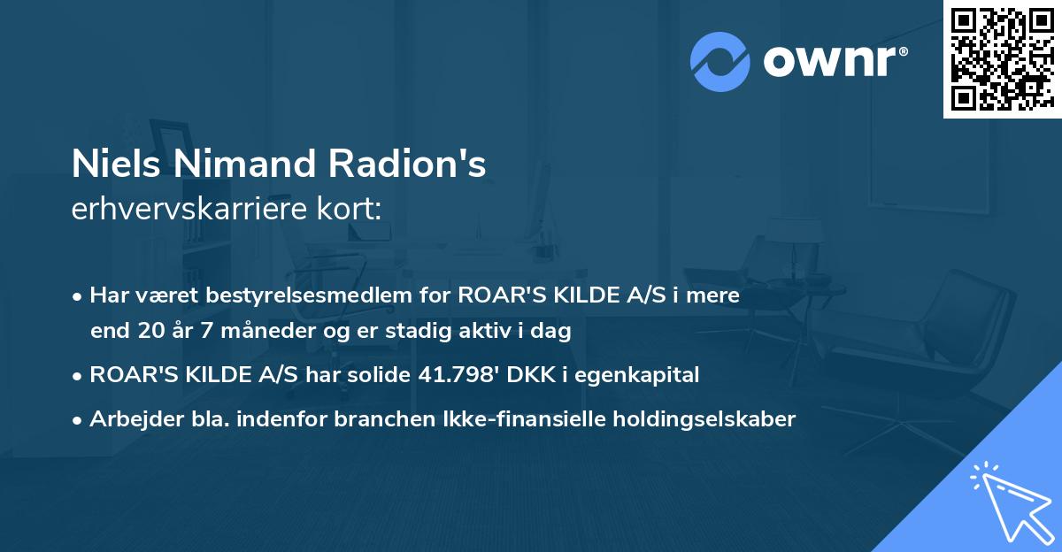 Niels Nimand Radion's erhvervskarriere kort