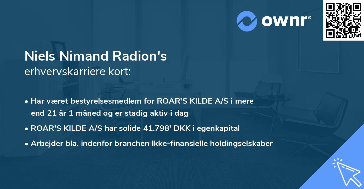 Niels Nimand Radion's erhvervskarriere kort