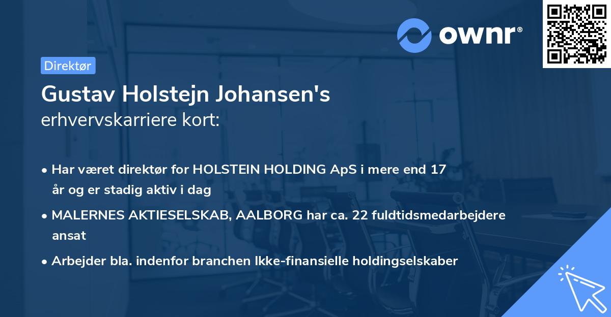Gustav Holstejn Johansen's erhvervskarriere kort