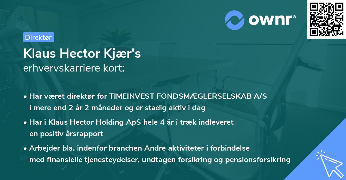Klaus Hector Kjær's erhvervskarriere kort
