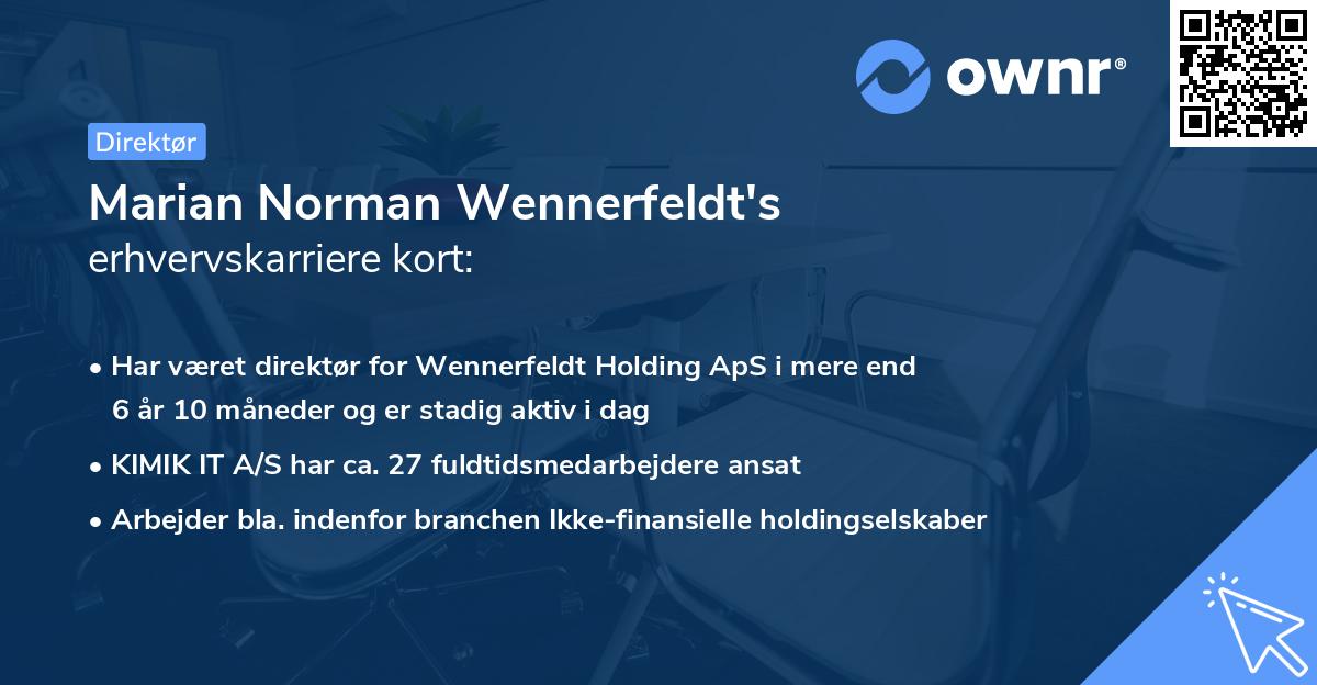Marian Norman Wennerfeldt's erhvervskarriere kort