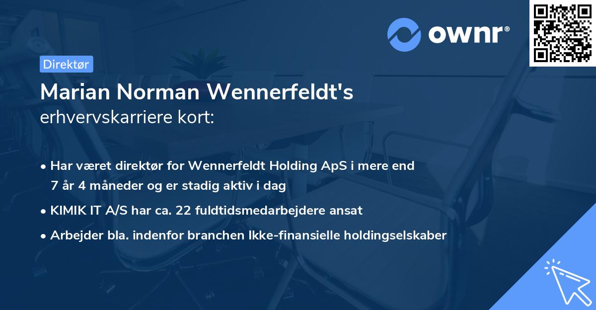 Marian Norman Wennerfeldt's erhvervskarriere kort