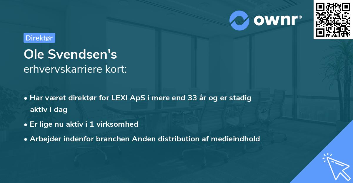 Ole Svendsen's erhvervskarriere kort