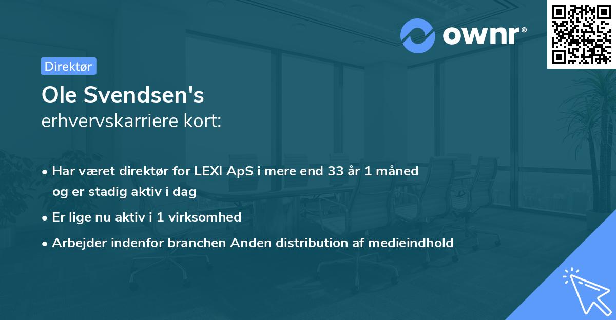 Ole Svendsen's erhvervskarriere kort